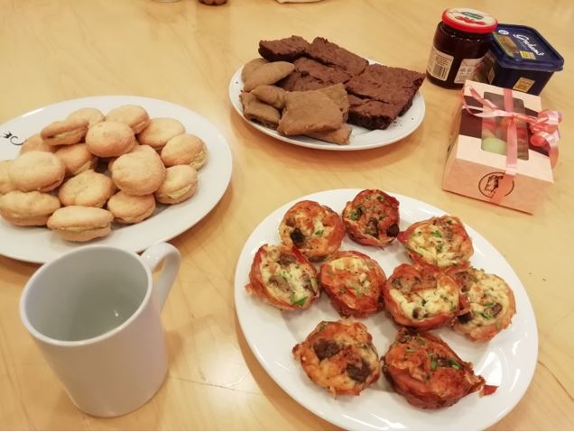 The snacks from the meeting. I made brownies and treacle scones
