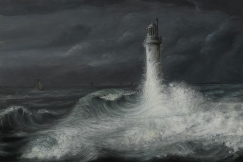 Oil painting of the Bell Rock Lighthouse by A MacDonald of Arbroath