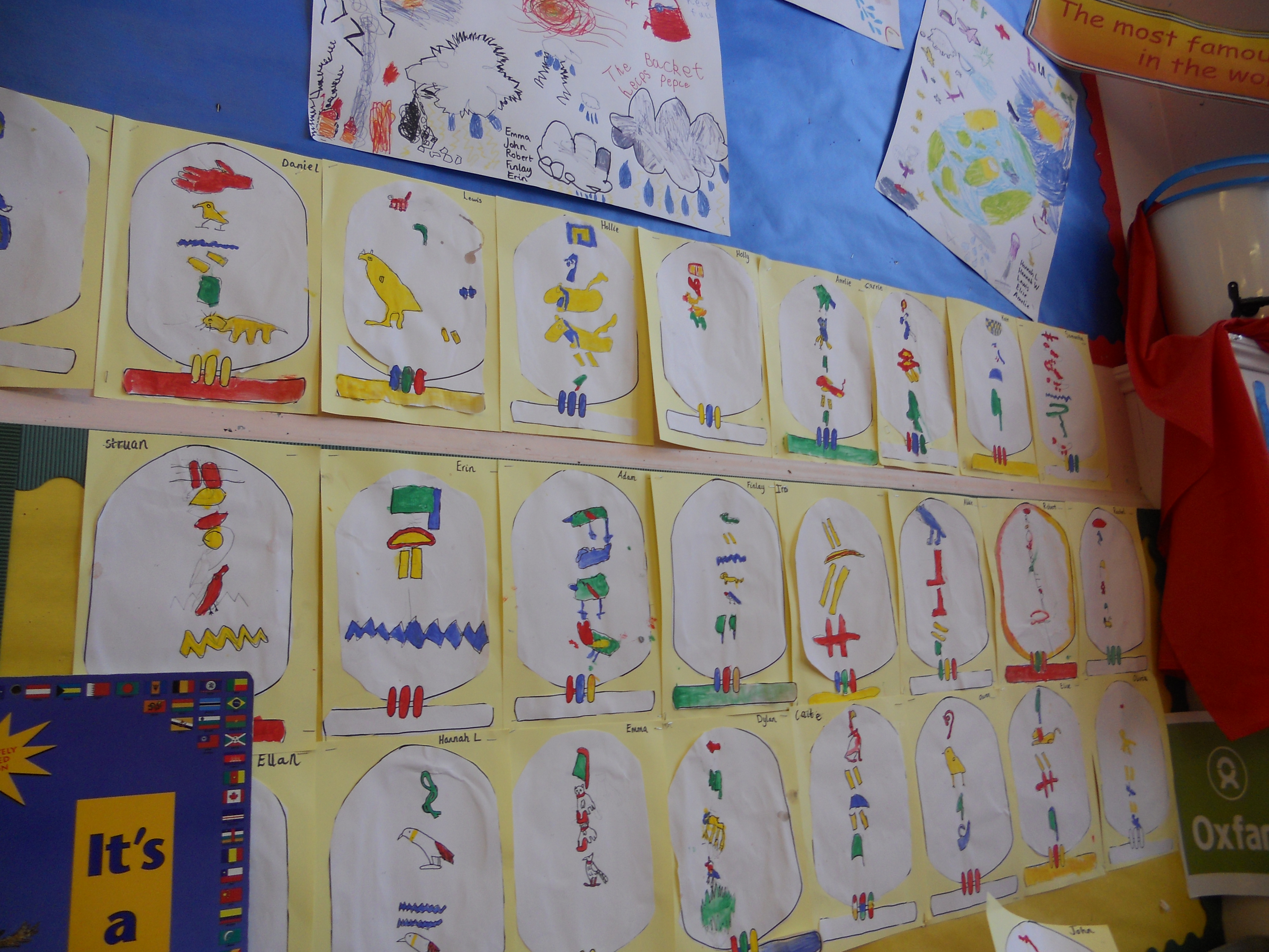 Hieroglyphics wall by Primary 3, Haddington Infants School