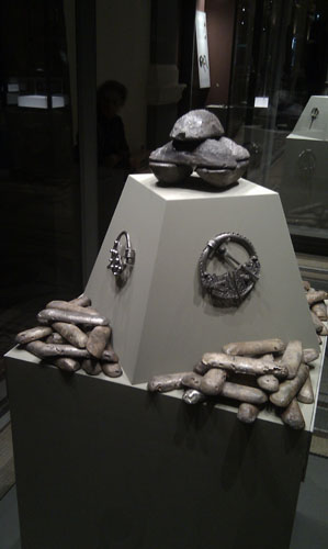 Silver brooches and ingots in the Treasury exhibition at National Museum of Ireland