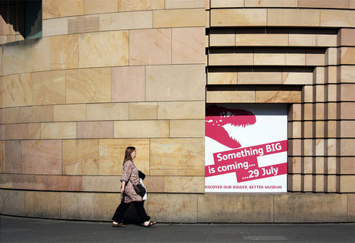 Something big is coming... poster outside the Museum. Photo © Jenni Sophia Fuchs.