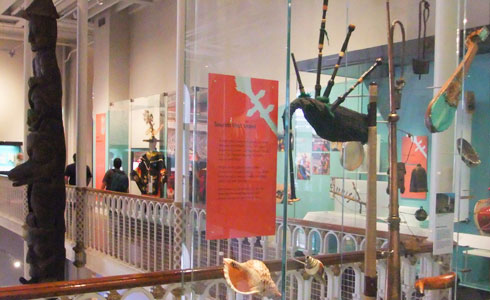 Instruments in the Performance and Lives gallery at National Museum of Scotland