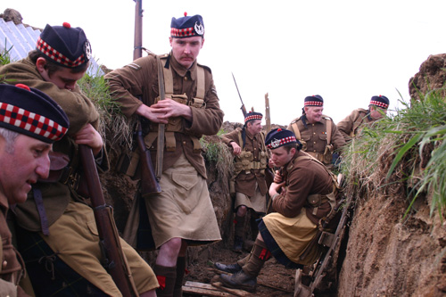 First World War Gordon Highlanders at ease in the trenches