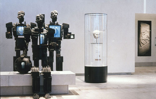 Paolozzi figures representing the theme of 'Them and us'