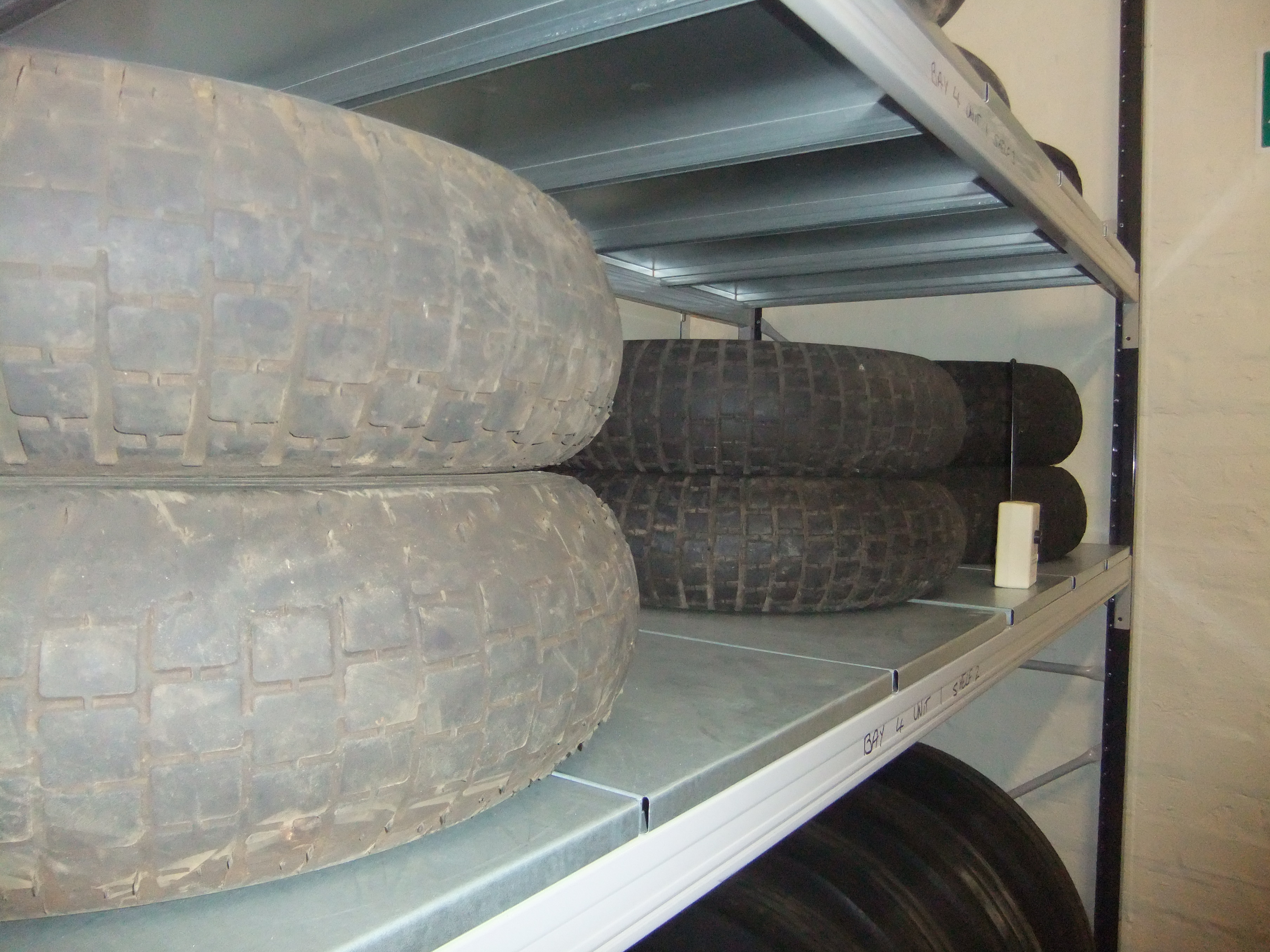 Aircraft tyres in the 'rubber room' at National Museum of Flight