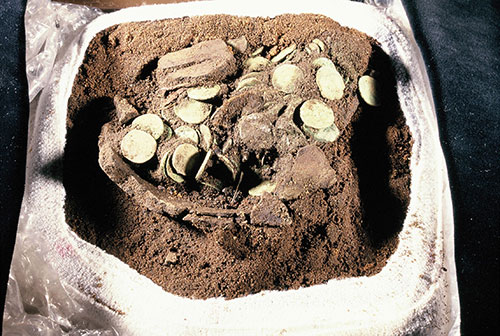 Hoard of coins found at Birnie.