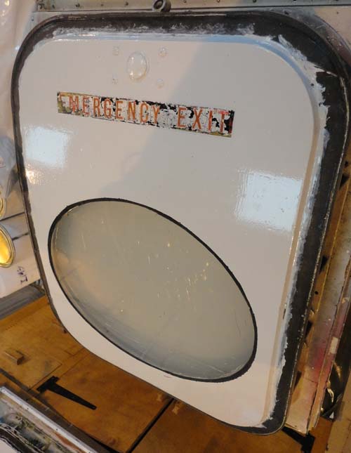 Emergency exit window from the Comet undergoing conservation at National Museum of Flight, East Fortune