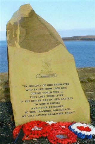 Arctic Convoys memorial at Loch Ewe in the Highlands of Scotland