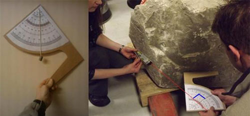 Measuring the angle of the casing stone slope