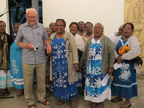 Douglas Hadfield, grandson of the missionaries, was guest of honour at the exhibition opening in New Caledonia