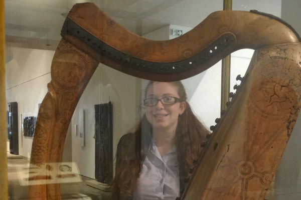 Amy at the Queen Mary Harp, National Museum of Scotland