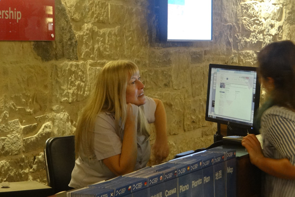 Jenny at the Info Desk, National Museum of Scotland