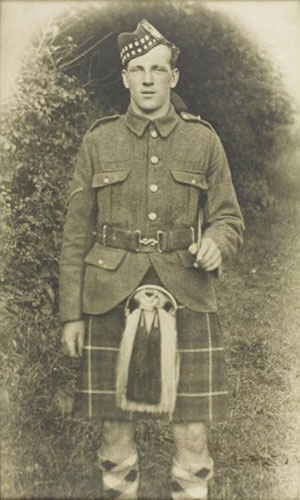Family photograph of Private George Buchanan in uniform
