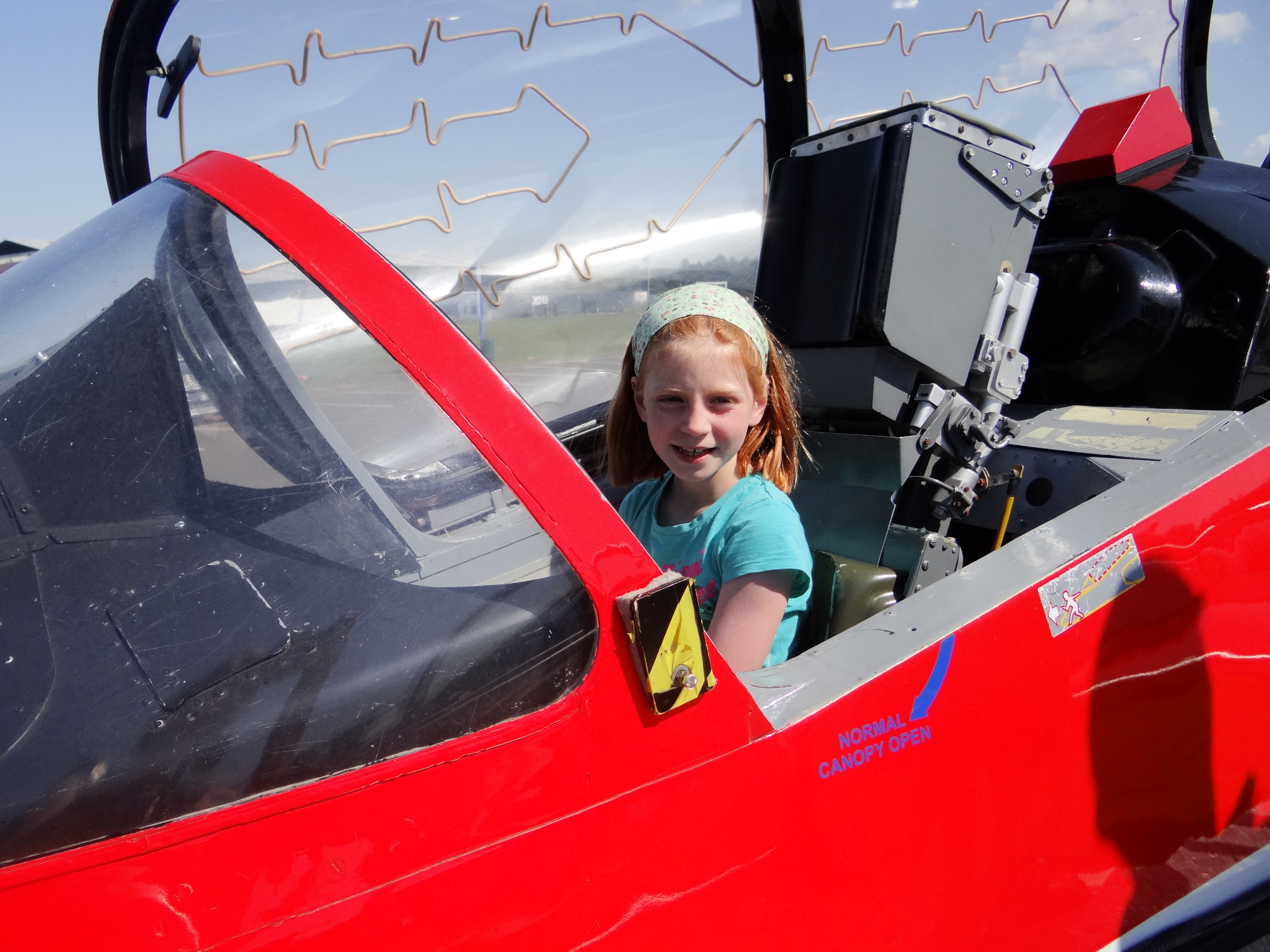 Trying out the RAF Red Arrows Hawkjet at Scotland's National Airshow on 26 July 2014.