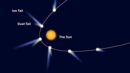 The orbit of a comet round the Sun