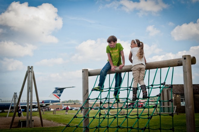 Tackling the assault course at National Museum of Flight, East Fortune.