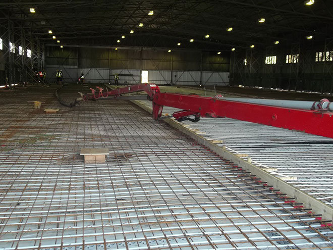 Placing concrete in hangar 2