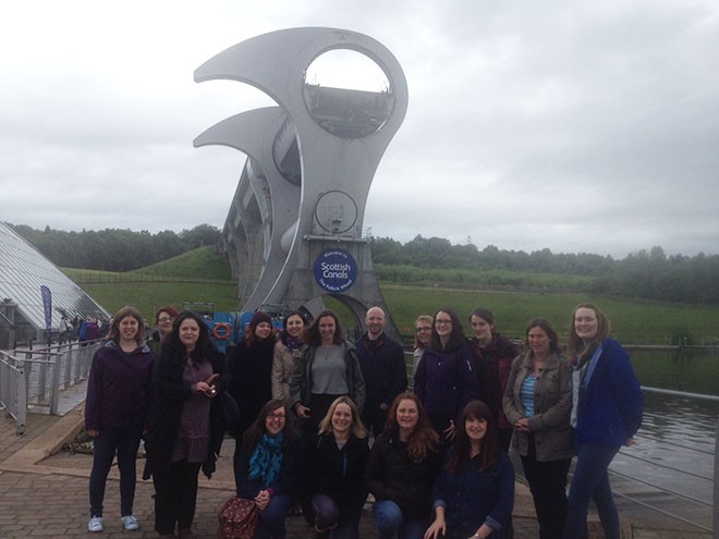 The Learning and Programmes team in front of the Falkirk Wheel