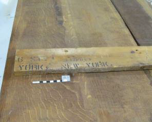 Some 20th-century repairs are more obvious than others. For example, timbers from a packing crate were used to reinforce the panelling when it was in New York.