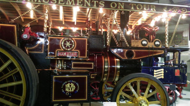Goliath locomotive on display next to the exhibition