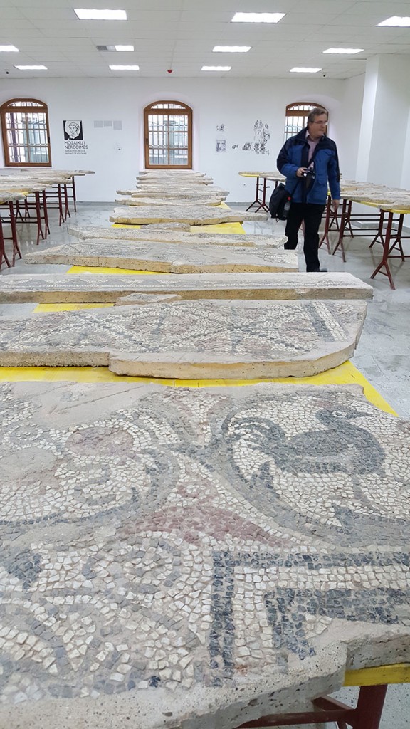 Mosaics on display in the National Museum of Kosovo.