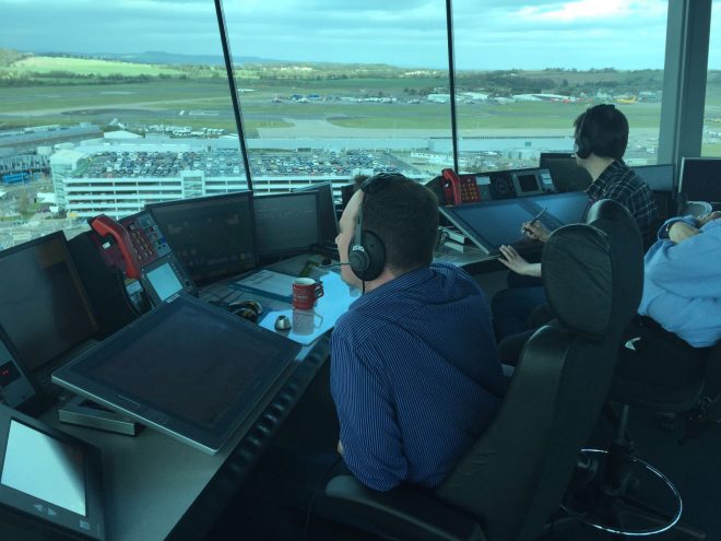 Inside the Air Traffic Control tower at Edinburgh Airport © NATS Press Office 