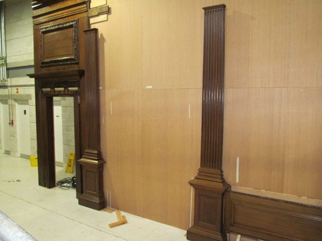 Trial build of the paneling taking shape at the National Museums Collection Centre.