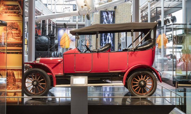 Argyll Flying Fifteen motor car, SR 390, 1910 in display in Making it at National Museum of Scotland © Ruth Armstrong