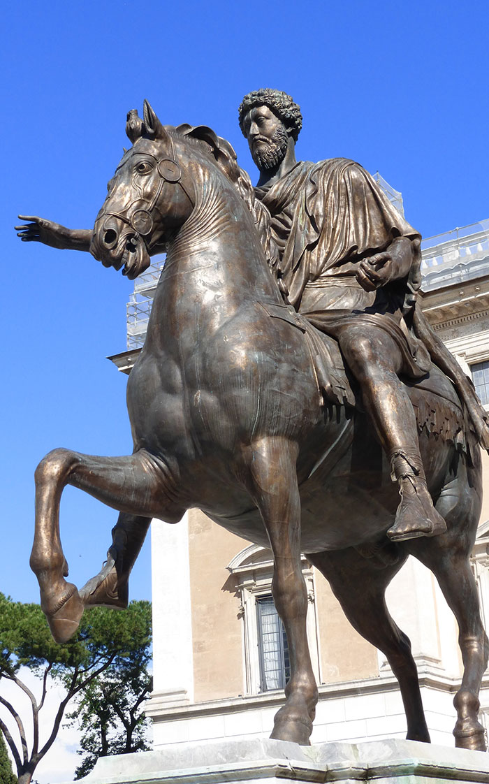 Copy of a statue of the emperor Marcus Aurelius in Rome. Image © John Reid.