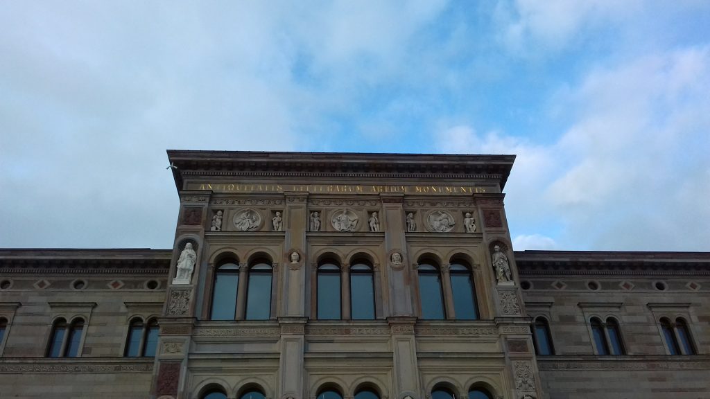 The façade of Nationalmuseum above the hoardings