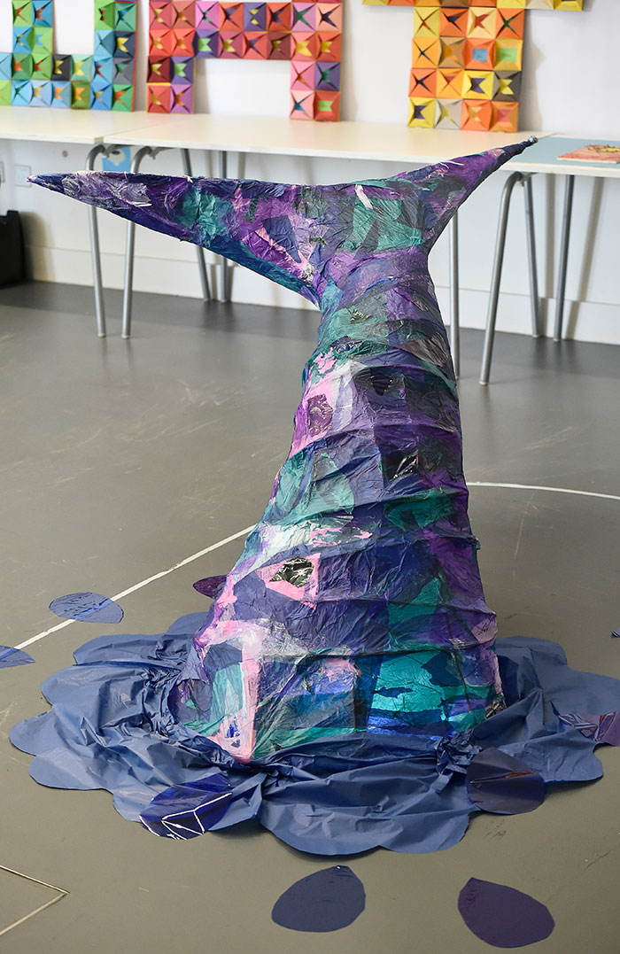 Whale tale made from colorful paper