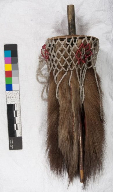 Plume and feather attachments after conservation.