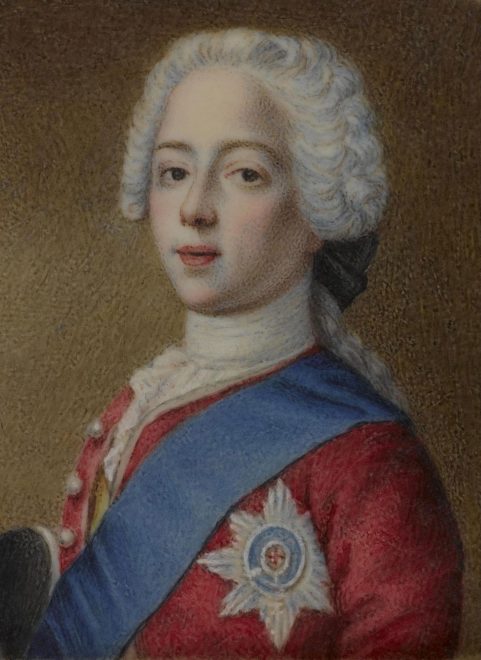 Portrait of Prince Charles Edward Stewart (detail from a miniature, watercolour on bone, artist and date unknown).