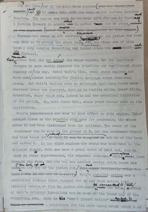 Colour photo of a full page typed script with handwritten notations.