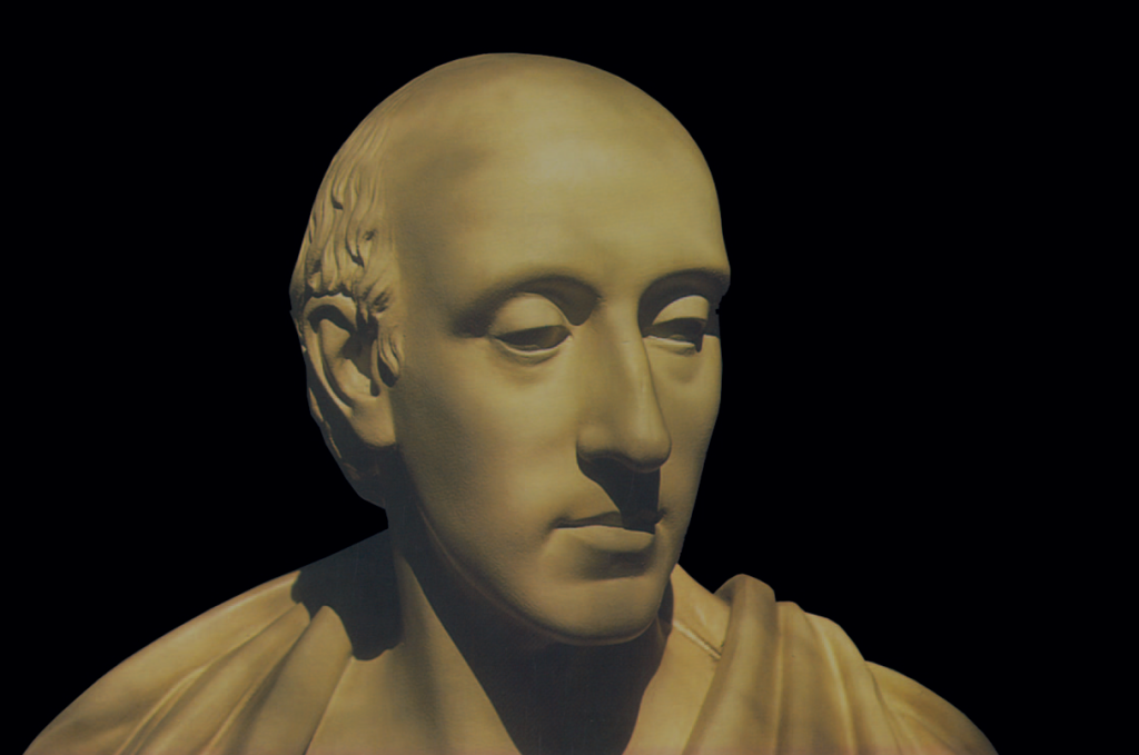 A bust of James Hutton.