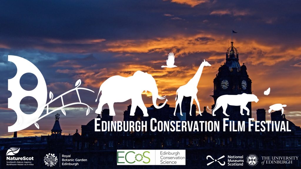 Photo of the edinburgh skyline with the Edinburgh Conservation Film Festival wording across it.